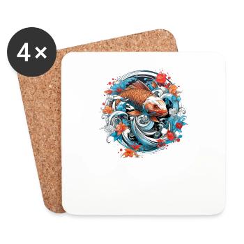 Koi Fish Koi Carp Koi Garden Pond Koi - Coasters (set of 4) - white - Front