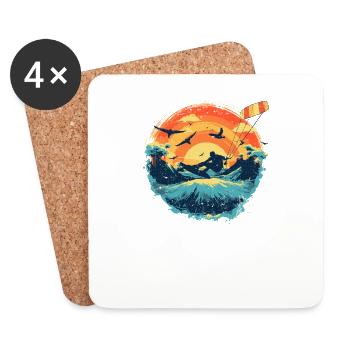 Kitesurf Kiteboard Kitesurfing Kite-Surf Vintage - Dessous de verre (lot de 4) - blanc - Devant