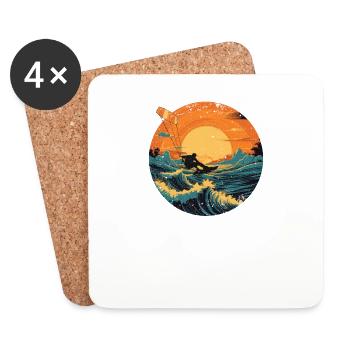 Kitesurf Kiteboard Kitesurfing Kite-Surf Vintage - Dessous de verre (lot de 4) - blanc - Devant