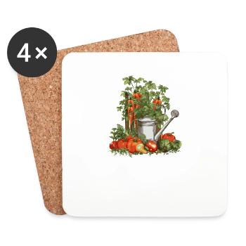 Jardinier, Plante de jardin, Jardinier amateur, Fleuriste - Dessous de verre (lot de 4) - blanc - Devant