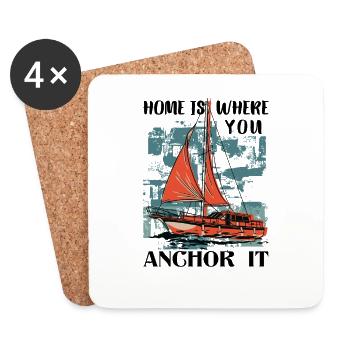 Sailor Voilier Voilier Voilier Yacht à voile - Dessous de verre (lot de 4) - blanc - Devant