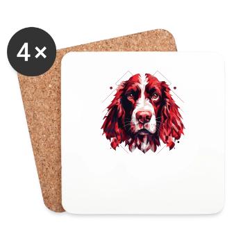 Chiens Accessoires de race de chien Épagneul springer anglais - Dessous de verre (lot de 4) - blanc - Devant