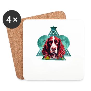 Chiens Accessoires de race de chien Épagneul springer anglais - Dessous de verre (lot de 4) - blanc - Devant