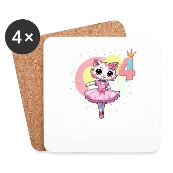 Girls ballet ballerina cats 4 years old 4. - Coasters (set of 4) - white - Front