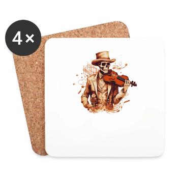 Violoniste-musicien, violons, instrument de musique country - Dessous de verre (lot de 4) - blanc - Devant