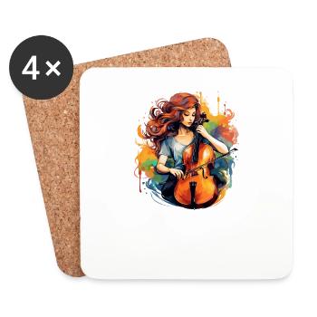 Violoncelliste Musicien violoncelliste - Dessous de verre (lot de 4) - blanc - Devant