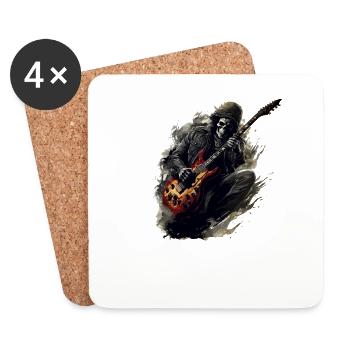 Guitaristes, Musiciens, Guitares électriques, Guitare acoustique - Dessous de verre (lot de 4) - blanc - Devant