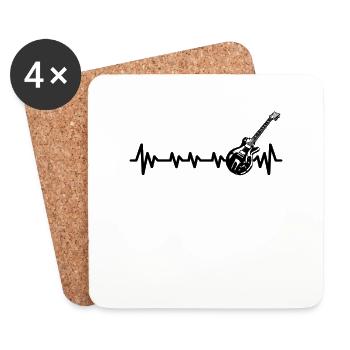Guitaristes Guitares électriques Guitare acoustique Heartbeat - Dessous de verre (lot de 4) - blanc - Devant