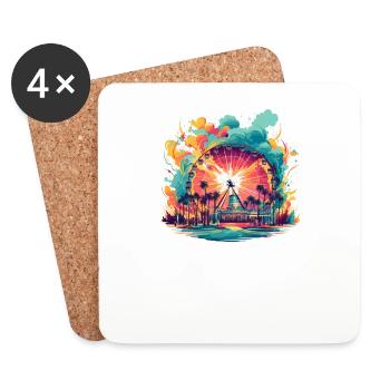 Amusement Park Fair, Fairground, Folk Festival - Coasters (set of 4) - white - Front