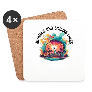 Amusement Park Fair, Fairground, Village Festival - Coasters (set of 4) - white - Front