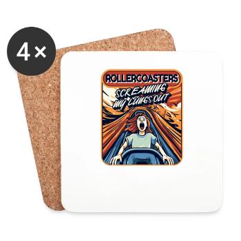 Amusement Park, Fair, Fairground, Funfair - Coasters (set of 4) - white - Front