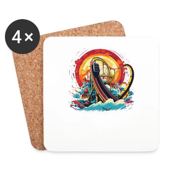Amusement Park, Fair, Fairground, Funfair - Coasters (set of 4) - white - Front
