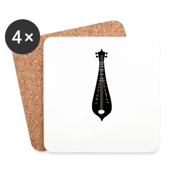 Dulcimer musicien Instrument à cordes pincées Dulcimer martelé - Dessous de verre (lot de 4) - blanc - Devant