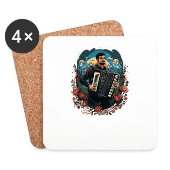 Accordéon Musicien Accordéon Accordéon - Dessous de verre (lot de 4) - blanc - Devant
