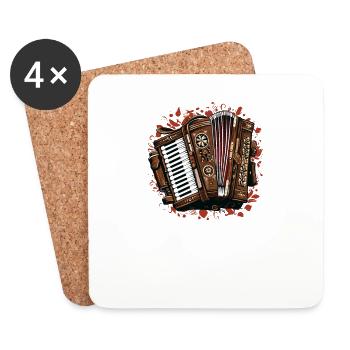 Akkordeon-Musiker Ziehharmonika-Spieler Musik - Untersetzer (4er-Set) - Weiß - Vorne