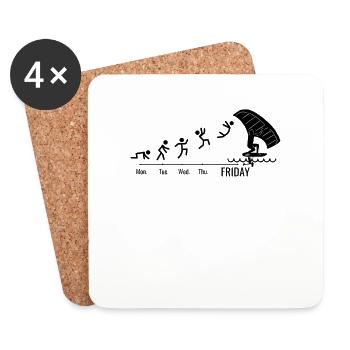 Week-end Wingfoil Surfer Wingfoil Hydrofoil - Dessous de verre (lot de 4) - blanc - Devant