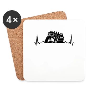 Amusement park, fairground, funfair - Coasters (set of 4) - white - Front