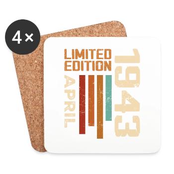 Born In April 1943 Birthday Gift 1943 Retro - Coasters (set of 4) - white - Front