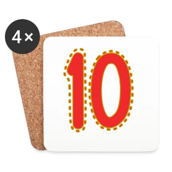 10. 10 YEARS. 10th ANNIVERSARY. 10 YEAR ANNIVERSARY. - Coasters (set of 4) - white - Front
