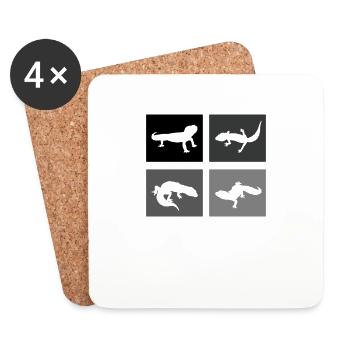 Terrarium, Reptiles, Aquarium, Lizards, Leopard Geckos - Coasters (set of 4) - white - Front