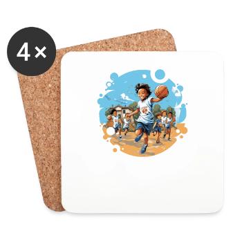Basketballer Zubehör Basketball-spieler Kinder - Untersetzer (4er-Set) - Weiß - Vorne