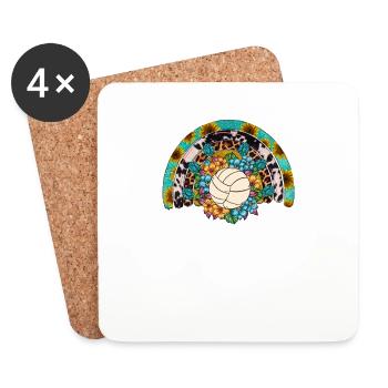 Volleyball Ball Volleyballer Rainbow Volleyball - Coasters (set of 4) - white - Front