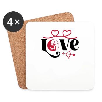 Volleyball Love Ballon de volley-ball Joueur de volley-ball - Dessous de verre (lot de 4) - blanc - Devant