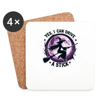 Yes, I Can Drive a Stick Witch Gothic lustig - Untersetzer (4er-Set) - Weiß - Vorne