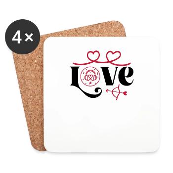 Hardcore Rave Raver DJ House-EDM Musique-AMOUR - Dessous de verre (lot de 4) - blanc - Devant
