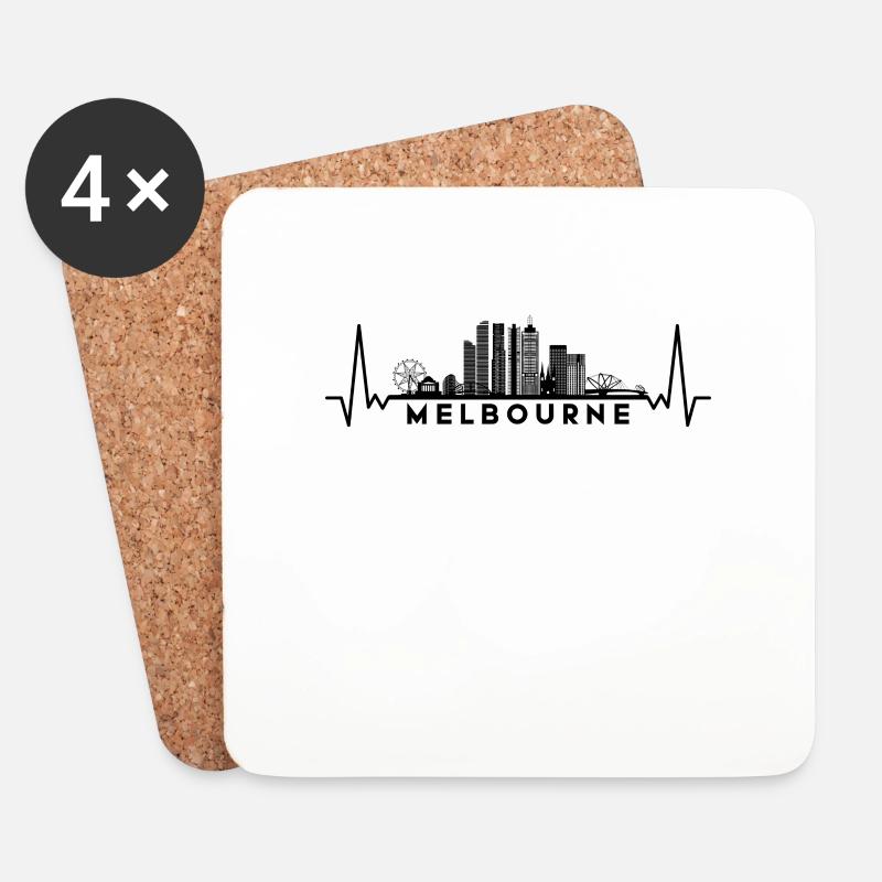 Herzschlag Skyline Australien Melbourne - Untersetzer (4er-Set) - Weiß