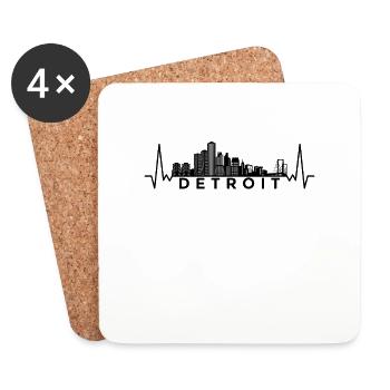 Herzschlag Skyline USA Detroit - Untersetzer (4er-Set) - Weiß - Vorne