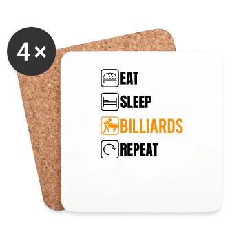 Billard, Billard, Table de billard, Drôles de dictons, Snooker - Dessous de verre (lot de 4) - blanc - Devant