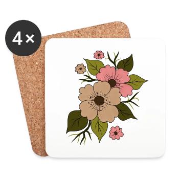 Blumige Blüte - Untersetzer (4er-Set) - Weiß - Vorne