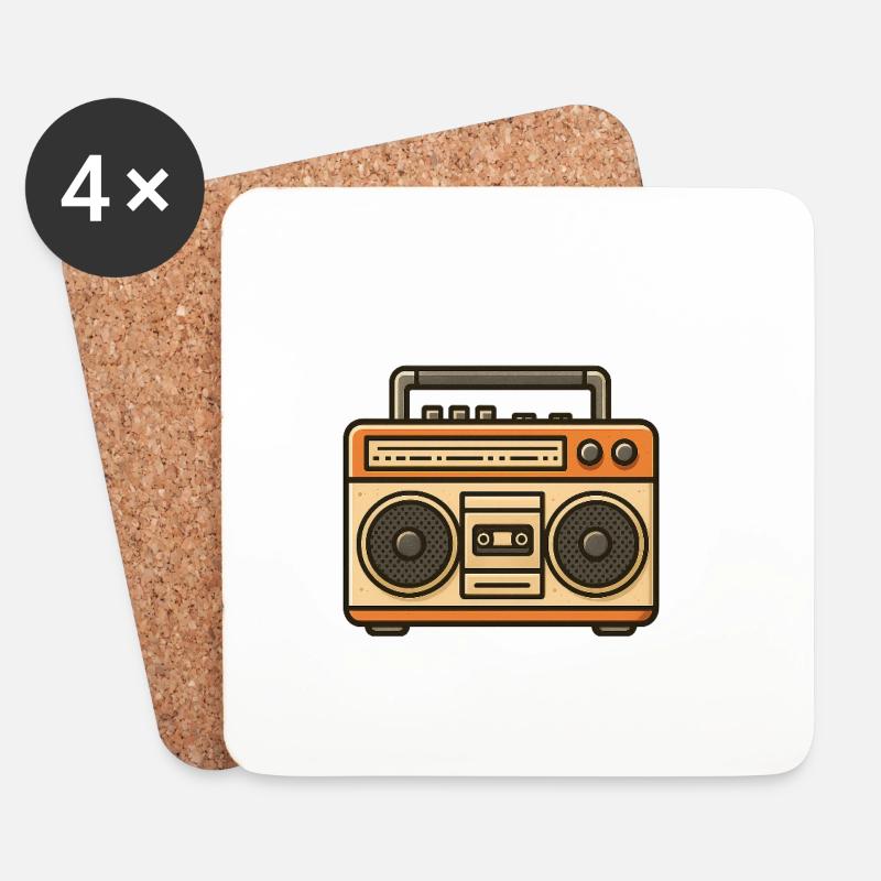 Vintage Boombox  - Untersetzer (4er-Set) - Weiß