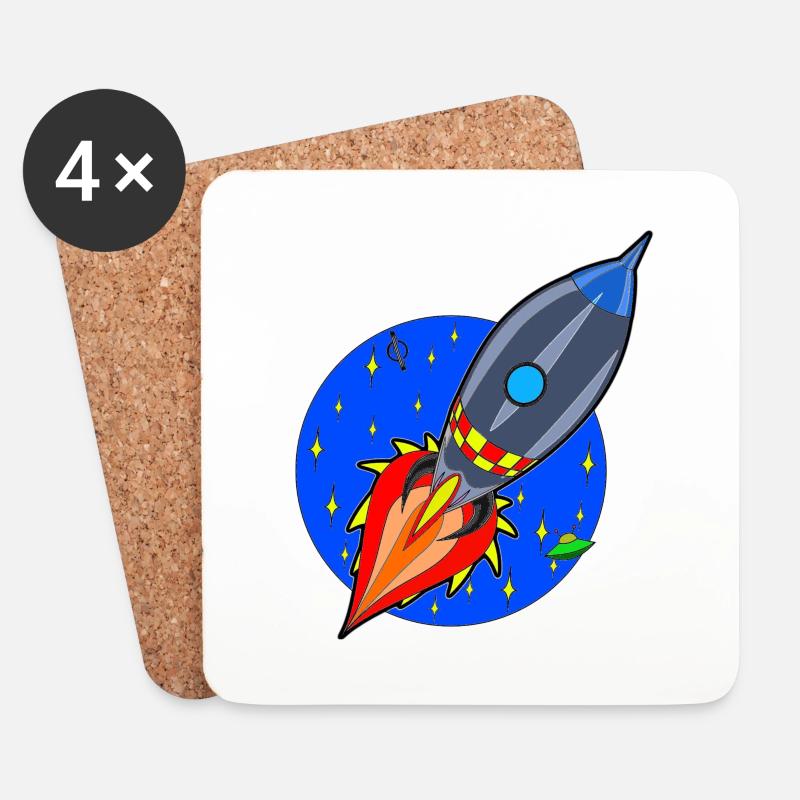 Funny Little Rocket - Untersetzer (4er-Set) - Weiß