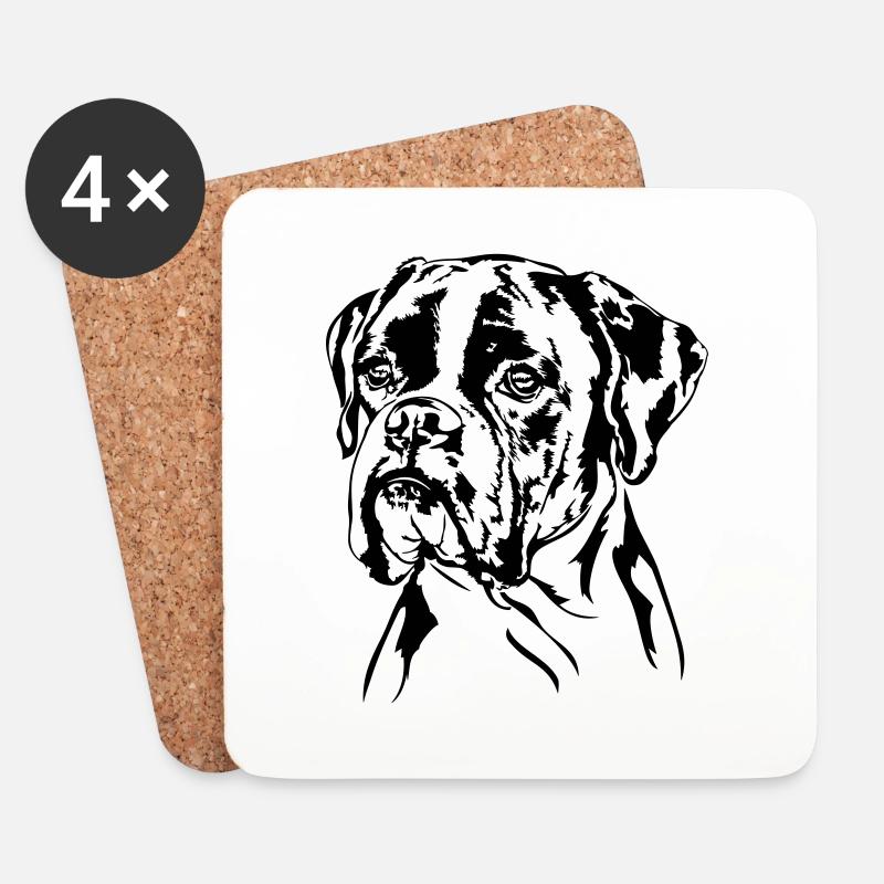 Deutscher BOXER Hunde Hundeportrait Hund Wilsigns - Untersetzer (4er-Set) - Weiß