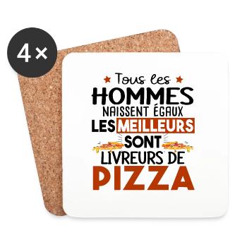 Livreur de Pizza Pizzeria Métier Citations Humour - Dessous de verre (lot de 4) - blanc - Devant
