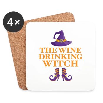 La sorcière qui boit du vin - Dessous de verre (lot de 4) - blanc - Devant