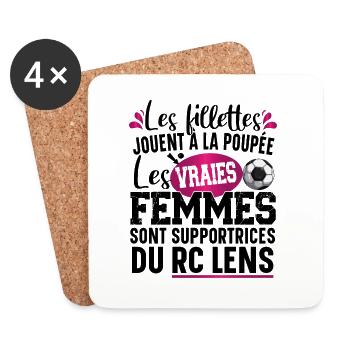 Lens Lensois Supportrice Football Cadeau Femme - Dessous de verre (lot de 4) - blanc - Devant