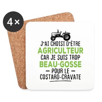 J'ai choisi d'être agriculteur beau-gosse - Dessous de verre (lot de 4) - blanc - Devant