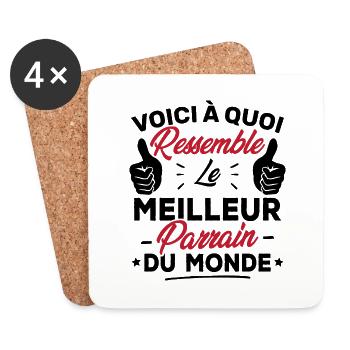 Voici à quoi ressemble le meilleur Parrain - Dessous de verre (lot de 4) - blanc - Devant