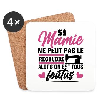 Si mamie ne peut pas le recoudre / Humour couture - Dessous de verre (lot de 4) - blanc - Devant