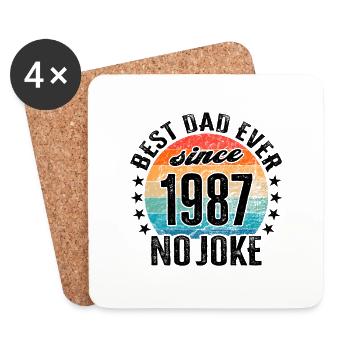 Bester Papa der Welt seit 1987 Vatertag - Untersetzer (4er-Set) - Weiß - Vorne