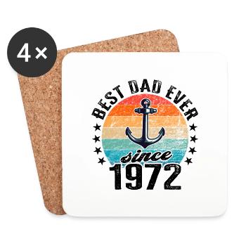 Bester Papa der Welt seit 1972 Vatertag Geburtstag - Untersetzer (4er-Set) - Weiß - Vorne