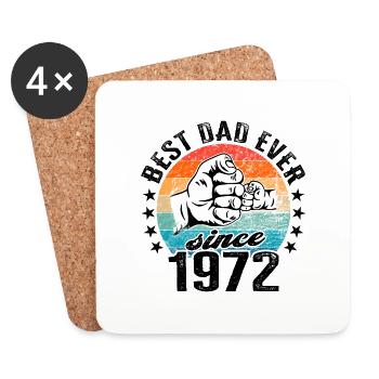 Bester Papa der Welt seit 1972 Vatertag Geburtstag - Untersetzer (4er-Set) - Weiß - Vorne