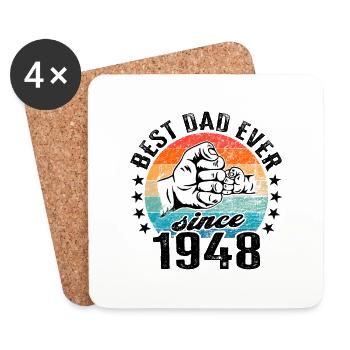 Bester Papa der Welt seit 1948 Vatertag - Untersetzer (4er-Set) - Weiß - Vorne
