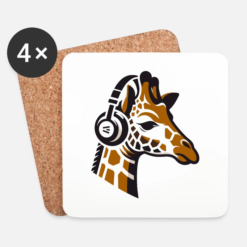 Giraffe mit Kopfhörern - Untersetzer (4er-Set) - Weiß
