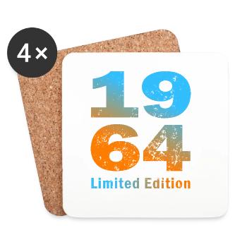 Anniversaire, né en 1964, Mug en édition limitée - Dessous de verre (lot de 4) - blanc - Devant
