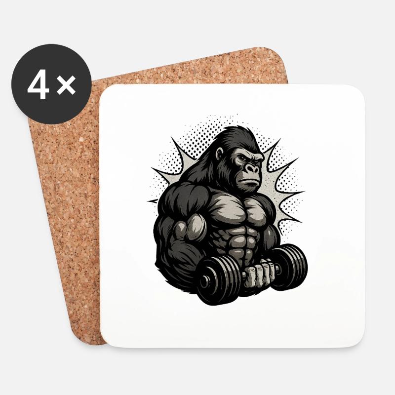 Starker Gorilla Kraftmuster - Untersetzer (4er-Set) - Weiß