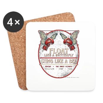 Floating like a butterfly, stinging like a bee - Coasters (set of 4) - white - Front